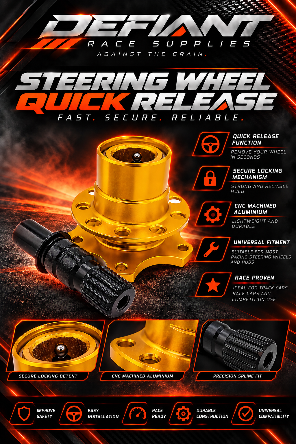 Defiant Weld on steering quick release